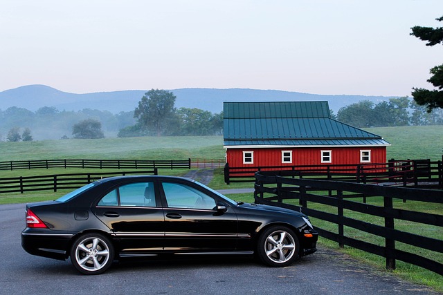 automobile, car, barn, car wallpapers, farm, ranch, parked car, black car, vehicle, rural, countryside, fence, demarcation