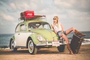 woman, model, hippie, fashion, style, stylish woman, car wallpapers, volkswagen, beetle, car, classic, nature, vintage, automobile, automotive, beach, sand, seashore, vehicle, classic car, boots, leather boots, modeling, pose, posing