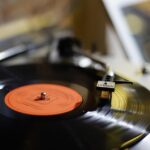 music player, record player, vinyl record, music, vinyl, black, orange, retro, music, music, music, music, music