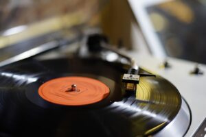 music player, record player, vinyl record, music, vinyl, black, orange, retro, music, music, music, music, music