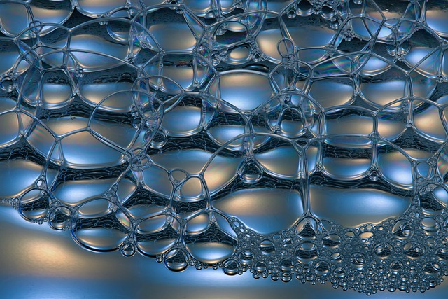 air bubbles, blow, water, nature, surface tension, surface, blue, template, macro